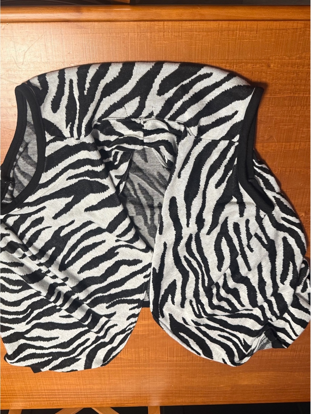 Art & Soul Zebra Print Cropped Cardigan Shrug Black White Y2K Boho XL